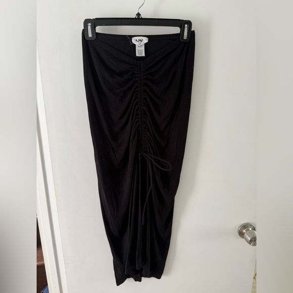 LNA Drawstring Ruched Black Skirt Size M